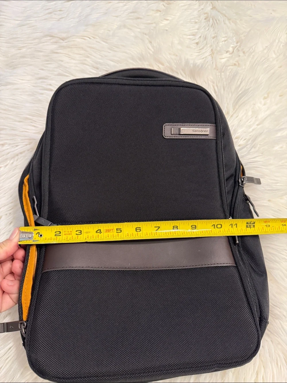 Samsonite Black Backpack with Brown Trim excellent condition see all photos